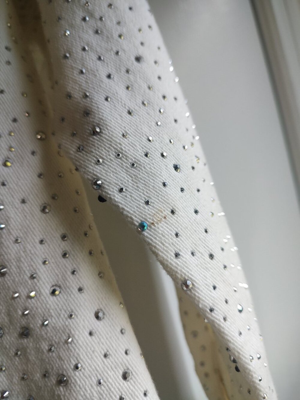 White Metallic Sparkling Jean Jacket - Picture 6 of 9